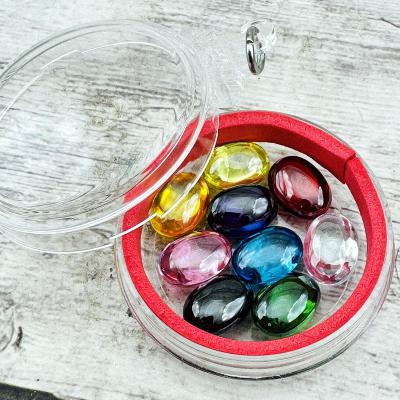 Set 9pcs Naga Eye Leklai Magic Rich Healing Stone Oval Crystal Thai Amulet 18138